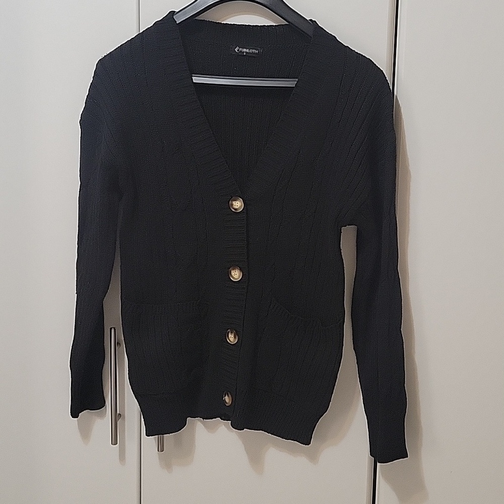 Fuinloth Womens black knit cardigan size small